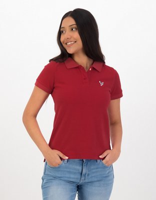 Buy AMERICAN EAGLE OUTFITTERS Women Pink Solid Polo T-shirt online