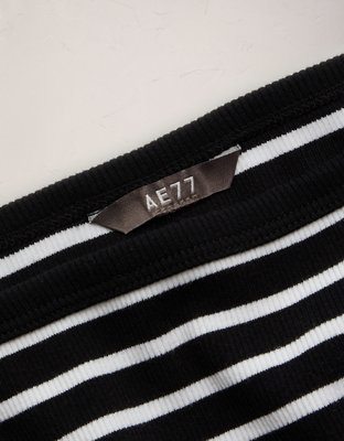 Женский топ American Eagle AE77 Striped Square Neck Tank Top, цвет: Чёрный — фото 5