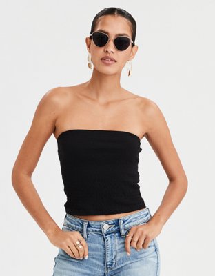 AEO Smocked Tube Top, Black American Eagle Outfitters