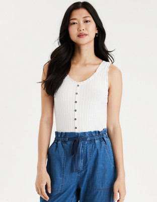 ae button front jumpsuit