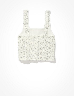 AE Cropped Floral Square-Neck Tank Top