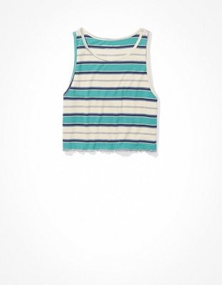 Женские топы American Eagle AE Striped High-Neck Crop Tank — фото 3