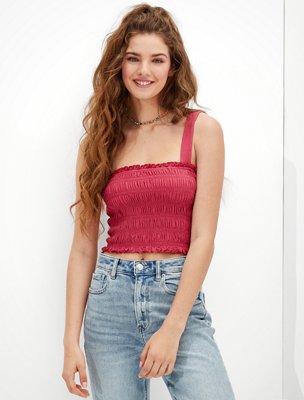 AE Cropped Smocked Tank Top