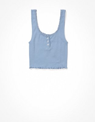 Женские топы American Eagle AE Pointelle Henley Tank Top — фото 3