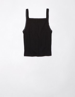 Женские топы American Eagle AE Daily Fave Cropped Lace-Trim Cami — фото 3