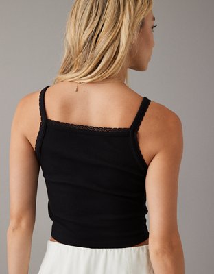 Женские топы American Eagle AE Daily Fave Cropped Lace-Trim Cami — фото 2