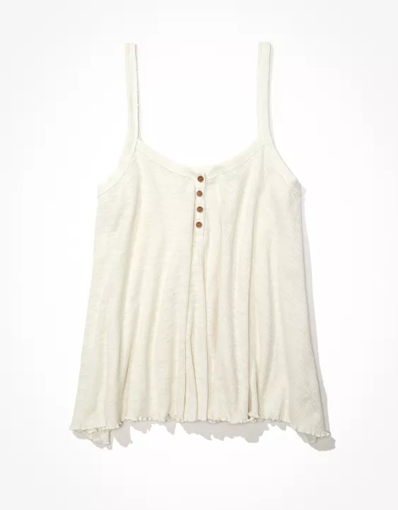 AE Textured Henley Tank Top