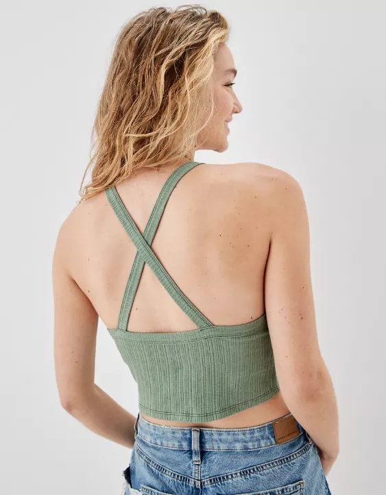AE Cross-Back Cropped Tank Top
