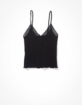 Женские топы American Eagle AE Lace Trim Pointelle Cami — фото 4