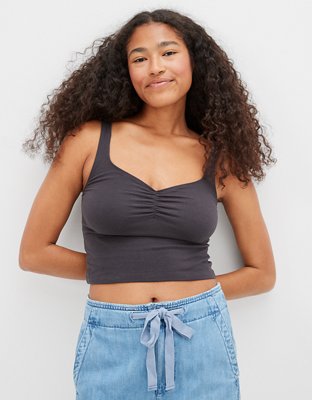 AE Cropped Cinch-Front Tank Top