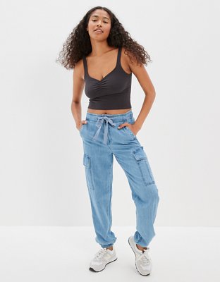 Женские топы American Eagle AE Cropped Cinch-Front Tank Top — фото 4