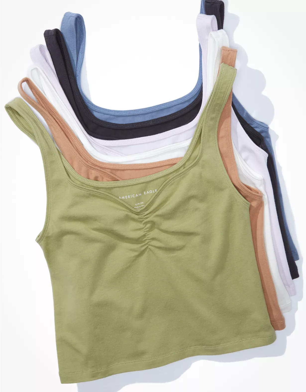 AE Cropped Cinch-Front Tank Top