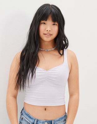 Aerie Satin Cinched Cropped Tank Top