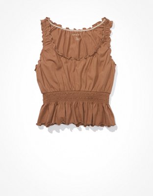 Женские топы American Eagle AE Smocked Peplum Tank Top — фото 3
