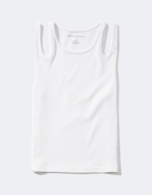 Lace-trimmed Pointelle Tank Top - White - Ladies