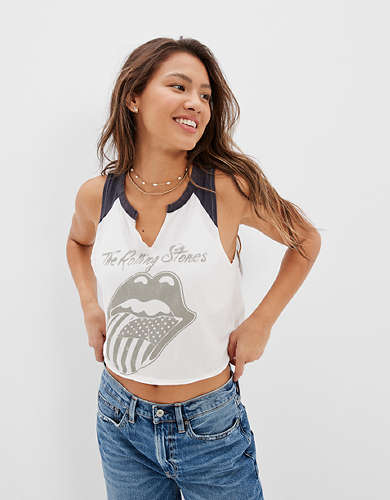 AE Cropped Rolling Stones Graphic Tank Top