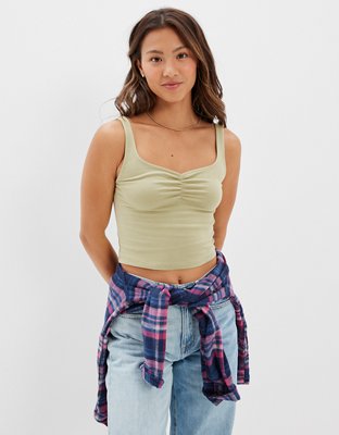 AE Cropped Cinch-Front Tank Top