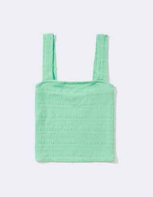AE Smocked Square Neck Tank Top