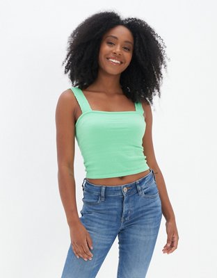 AE Smocked Square Neck Tank Top