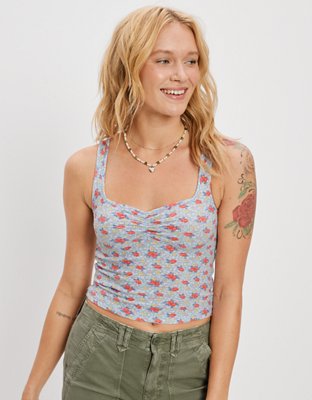 AE Cropped Cinch-Front Tank Top