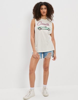 Женские топы American Eagle AE Corvette Graphic Cutoff Tank Top — фото 5