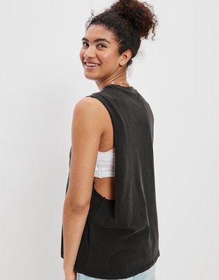 Женские топы American Eagle AE Queen Graphic Cutoff Tank Top — фото 2
