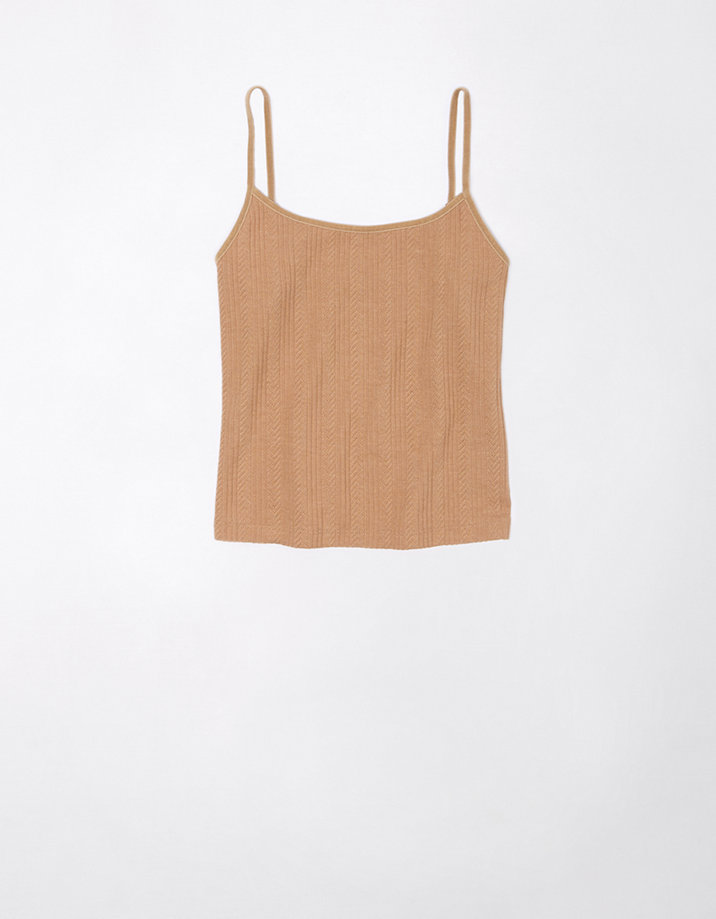 AE Cropped Pointelle-Knit Cami - Tank Tops