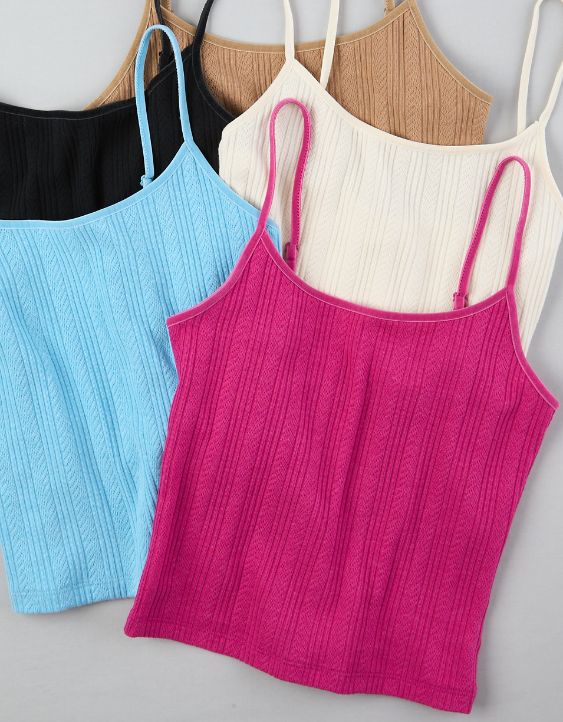 AE Cropped Pointelle-Knit Cami