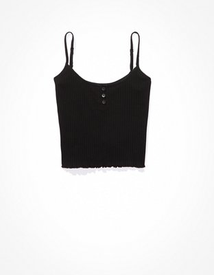 Женские топы American Eagle AE Daily Fave Cropped Henley Cami — фото 3