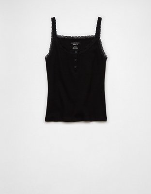 AE Main Squeeze Lace Trim Henley Cami