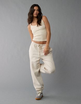 AE outlet cream lace trim cropped tank