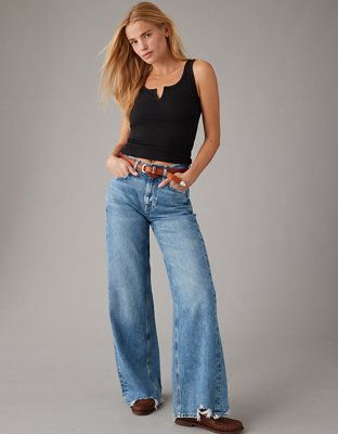 Женские топы American Eagle AE Cropped Notch Neck Tank Top — фото 4