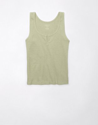 AE Cropped Lace Trim V-Neck Tank Top