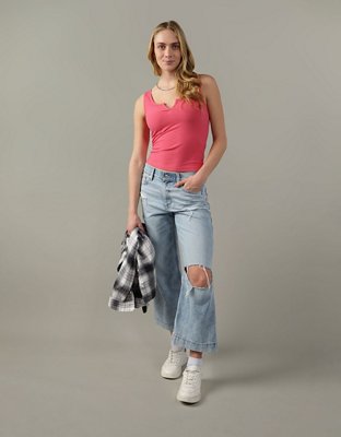 AE Cropped Notch Neck Tank Top