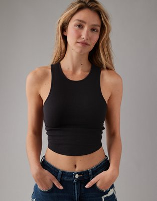 Black Crop Top Cut Out Top Women Sleeveless Sexy Tank Top 90s