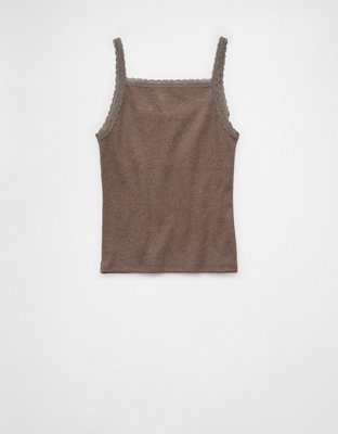 AE Main Squeeze Lace Trim Henley Cami | American Eagle