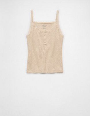 AE Main Squeeze Lace Trim Henley Cami | American Eagle