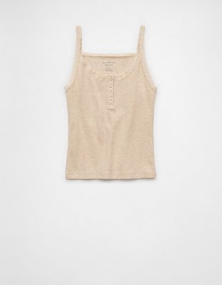 AE Main Squeeze Lace Trim Henley Cami