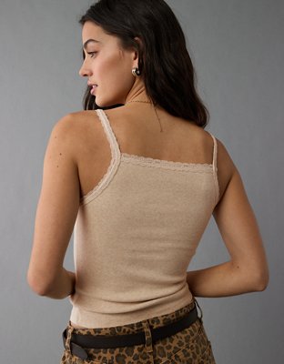 AE Main Squeeze Lace Trim Henley Cami | American Eagle