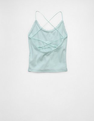 AE Strappy Go Lucky Top sin Mangas Cortado con Encaje