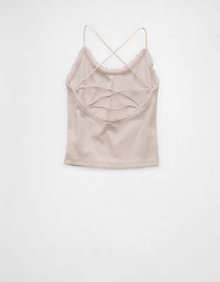 AE Strappy Go Lucky Top sin Mangas Cortado con Encaje