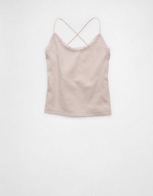 AE Strappy Go Lucky Top sin Mangas Cortado con Encaje
