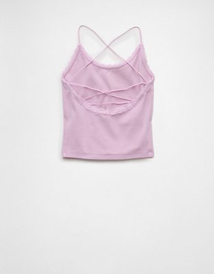 AE Strappy Go Lucky Top sin Mangas Cortado con Encaje