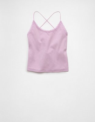 AE Strappy Go Lucky Top sin Mangas Cortado con Encaje