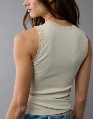 AE Graphic Lace Trim Tank Top | American Eagle