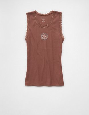 AE Graphic Lace Trim Tank Top