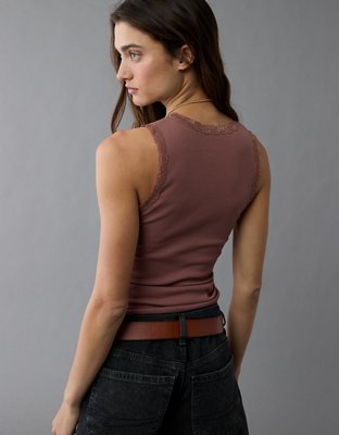 AE Graphic Lace Trim Tank Top | American Eagle