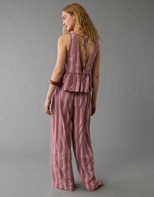 AE Sunchaser Knit V-Neck Striped Swing Tank Top