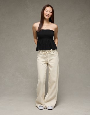 AE Sunchaser Knit Ruffle Smocked Tube Top