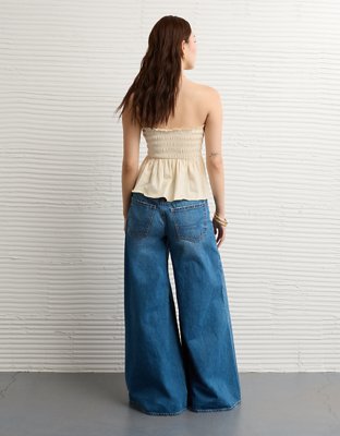 AE Sunchaser Knit Ruffle Smocked Tube Top